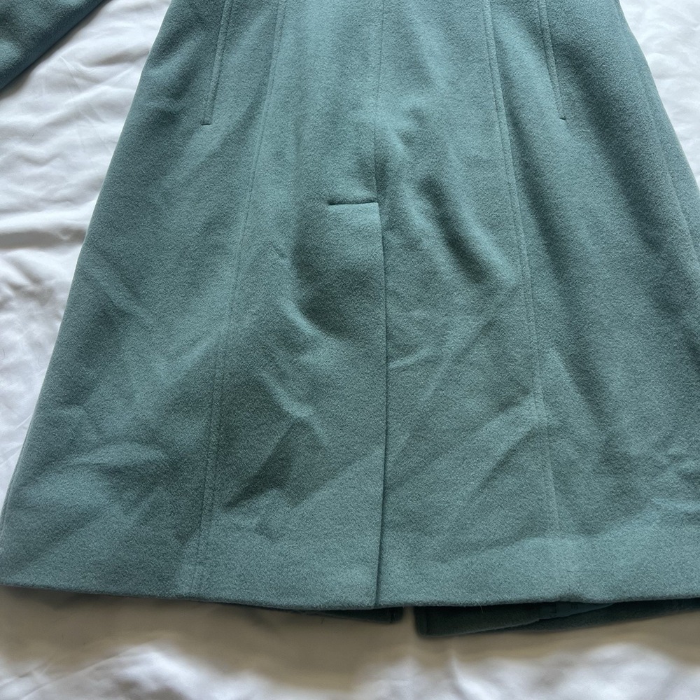 Anne Klein Seafoam Blue Full Length Cashmere Wool Blend Collar Coat Size 0 - Picture 13 of 16